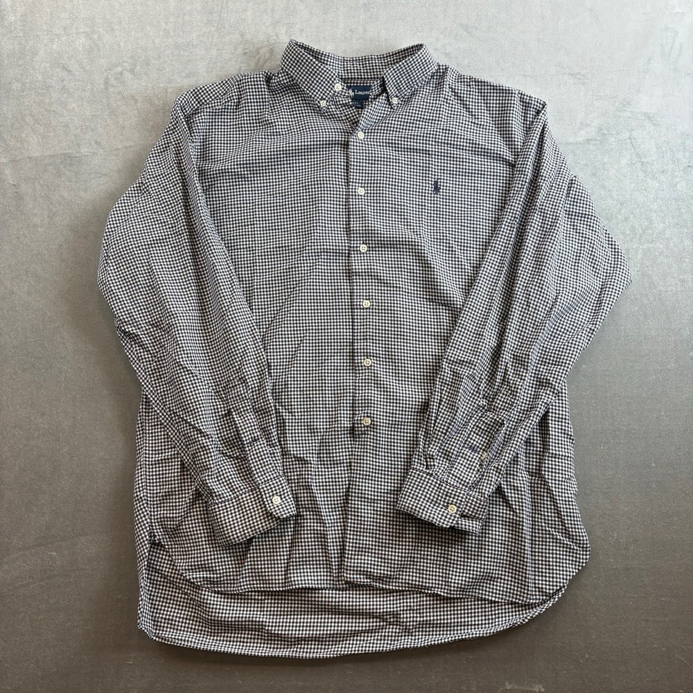 Ralph Lauren Button Up Shirt Blue White Gingham Check Mcmeel Men's XL
